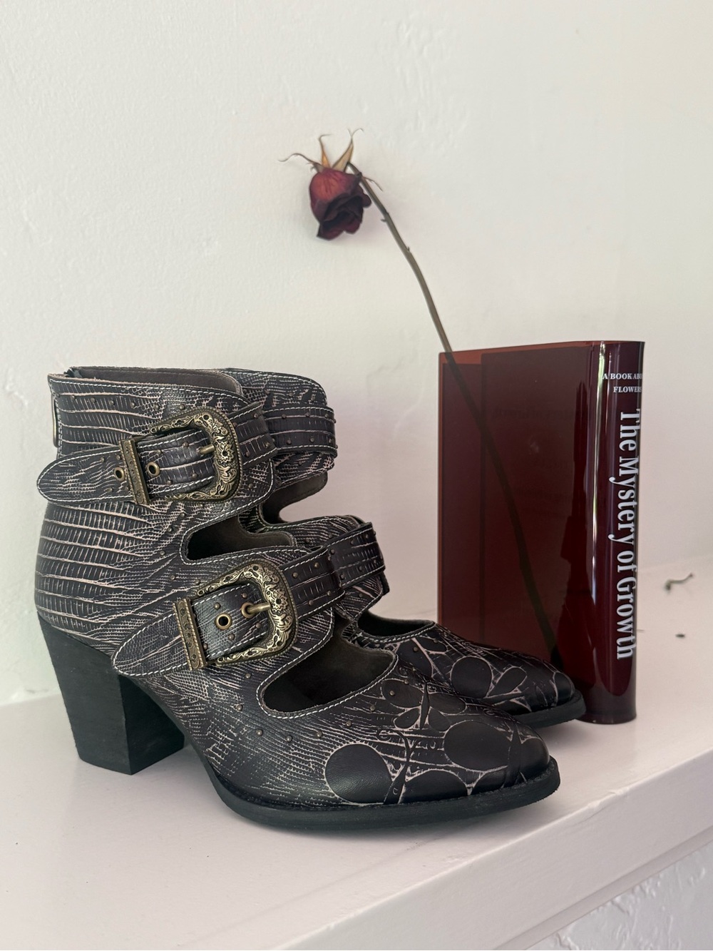 New Spring Step L'Artiste Notched Leather Bootie with Buckles